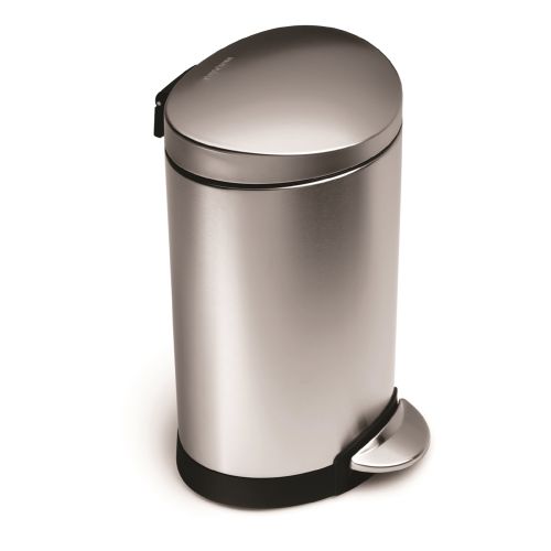 Simplehuman 6.4 Quart Mini Semi-Round Step Trash Can, Brushed Stainless Steel